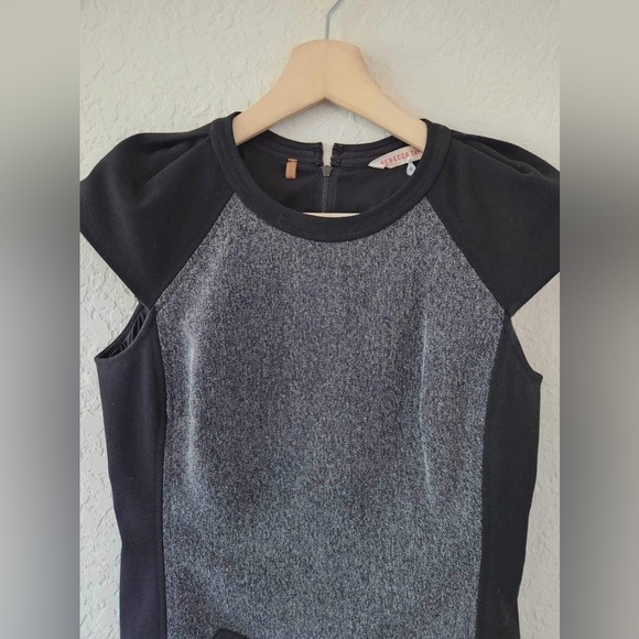 Rebecca Taylor gray sheath dress with black leather Size 4 - Picture 4 of 9